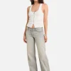 Abrand Addison Racer Top - White Sand< Casual Dresses | Denim