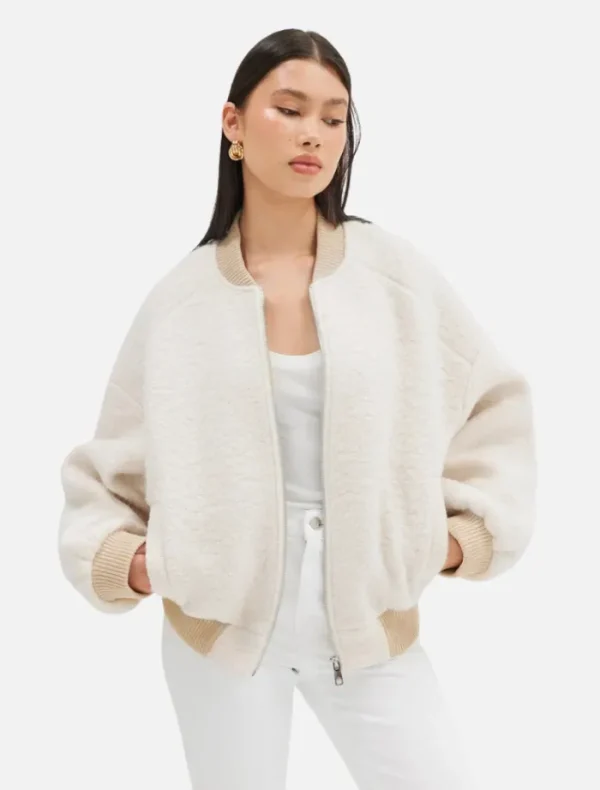 Bubish Alanna Boucle Bomber - Oatmeal< Wool Coat | Leather Jacket