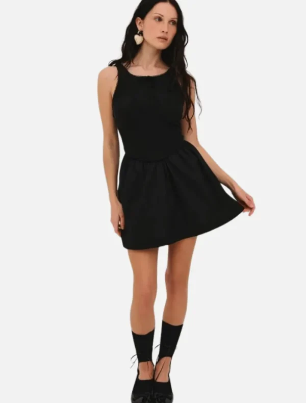 For Love & Lemons Billie Pointelle Mini Dress - Black< Mini Dresses | Skirts