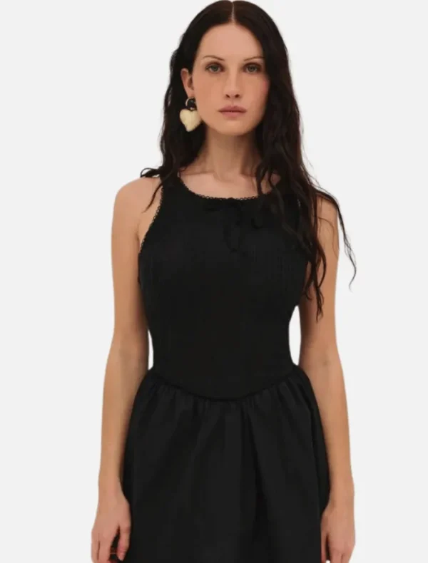 For Love & Lemons Billie Pointelle Mini Dress - Black< Mini Dresses | Skirts