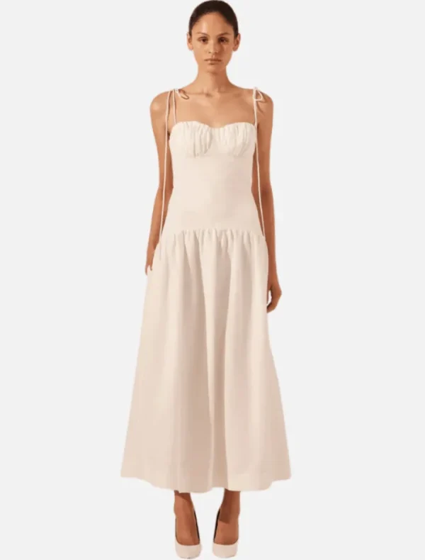 Shona Joy Blanc Gathered Midi Dress - Ivory< Casual Dresses | Mini Dresses
