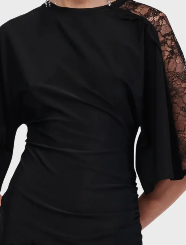 Suboo Cannes Lace Panel Cape Sleeve Dress - Black< Long Sleeve Dresses | Casual Dresses