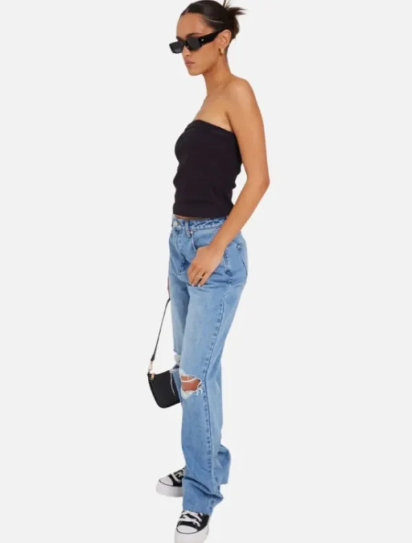 Abrand Carrie Jeans Ripped - Vintage Blue< Casual Dresses | Denim