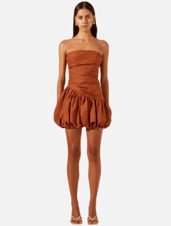 Shona Joy Celeste Strapless Bubble Mini Dress - Rust< Casual Dresses | Mini Dresses