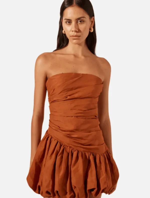 Shona Joy Celeste Strapless Bubble Mini Dress - Rust< Casual Dresses | Mini Dresses
