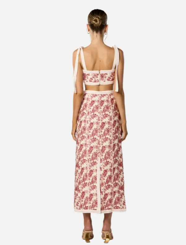 Winona Cherri Midi Skirt - Red Floral Print< Casual Dresses | Midi Dresses