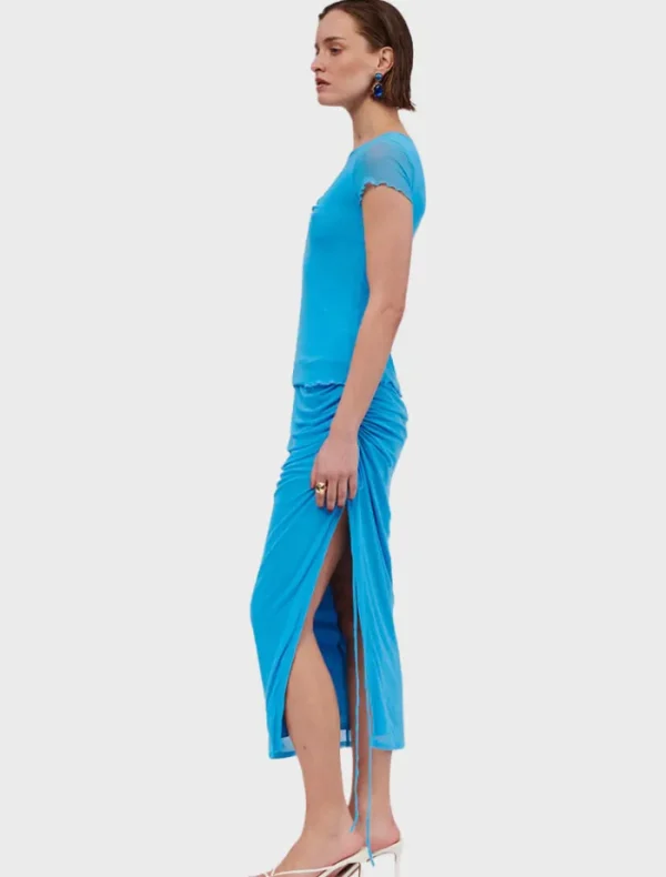 Suboo Christy Cap Sleeve Gathered Front Top - Blue< Pants | Denim
