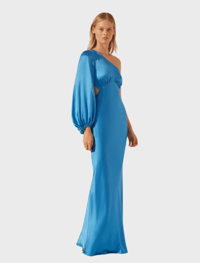ciel_silk_one_shoulder_op_2.webp Shona Joy Ciel Silk One Shoulder Open Back Maxi Dress - Aqua< Long Sleeve Dresses | Skirts
