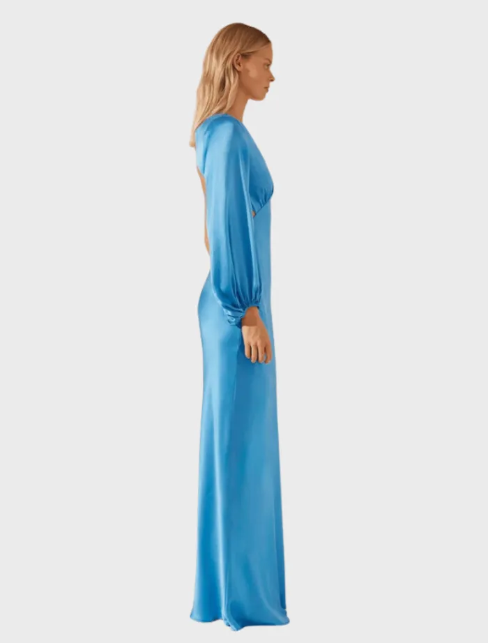 ciel_silk_one_shoulder_op_3.webp Shona Joy Ciel Silk One Shoulder Open Back Maxi Dress - Aqua< Long Sleeve Dresses | Skirts