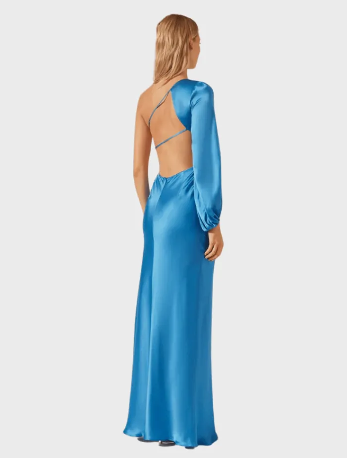 ciel_silk_one_shoulder_op_4.webp Shona Joy Ciel Silk One Shoulder Open Back Maxi Dress - Aqua< Long Sleeve Dresses | Skirts