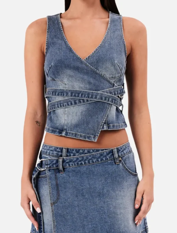 Abrand City Wrap Top Dalia - Mid Vintage Indigo< Pants | Denim
