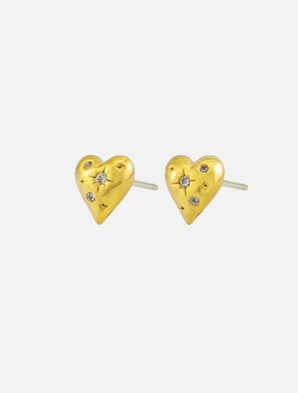 Jolie and Deen Daphne Heart Studs - Gold< Earrings