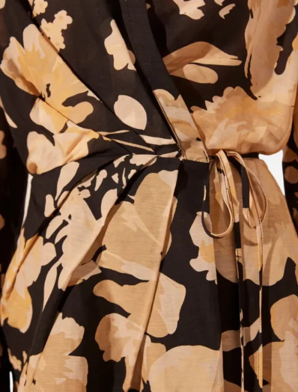 Shona Joy Draped Shirt Mini Dress - Black/Multi< Shirt Dresses | Long Sleeve Dresses