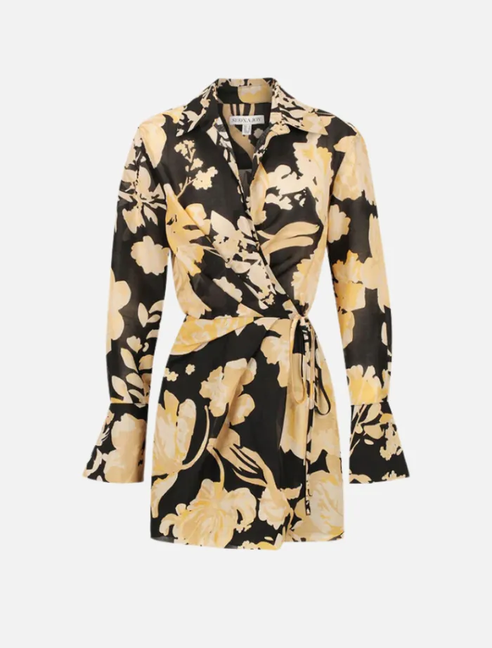 draped_shirt_mini_dress___6.webp Shona Joy Draped Shirt Mini Dress - Black/Multi< Shirt Dresses | Long Sleeve Dresses