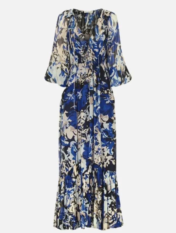Shona Joy Drawstring Ruffle Maxi Dress Azure/Multi< Skirts
