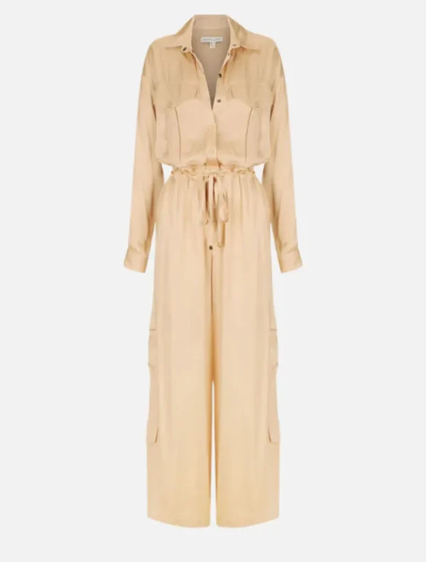Shona Joy Drawstring Utility Jumpsuit - Oat< Shirt Dresses | Casual Dresses