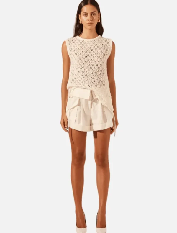 Shona Joy Emilio Round Neck Tank - Rice< Knitwear | Shirts