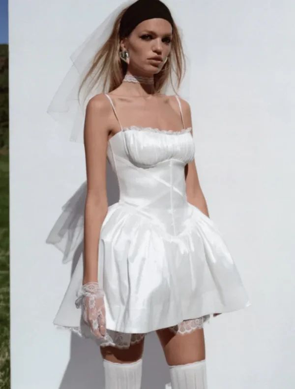 For Love & Lemons Evelyn Mini Dress - White< Mini Dresses | Shoulder Bag