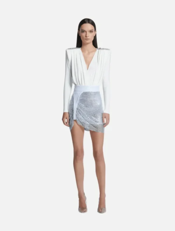 Zhivago Glitter & Gold Skirt - Platinum< Skirts | Tops