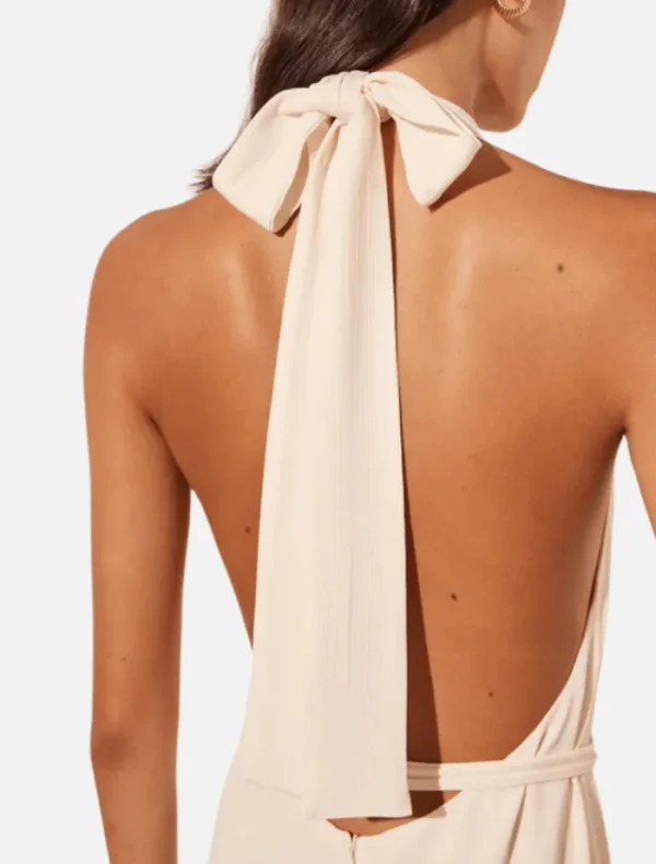 Shona Joy Halter Neck Open Back Jumpsuit - Rice< Jumpers | Jumpsuits / Playsuits