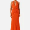 Shona Joy Halter Ruched Midi Dress - Hibiscus< Midi Dresses | Skirts