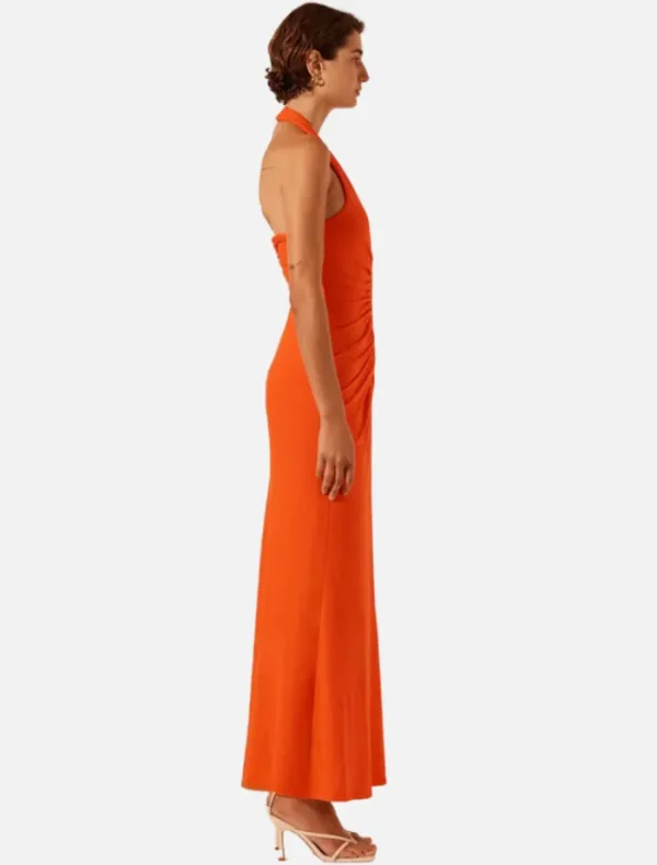 Shona Joy Halter Ruched Midi Dress - Hibiscus< Midi Dresses | Skirts
