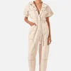 Shona Joy Hana Short Sleeve Boiler Suit - Ivory< Pants | Denim