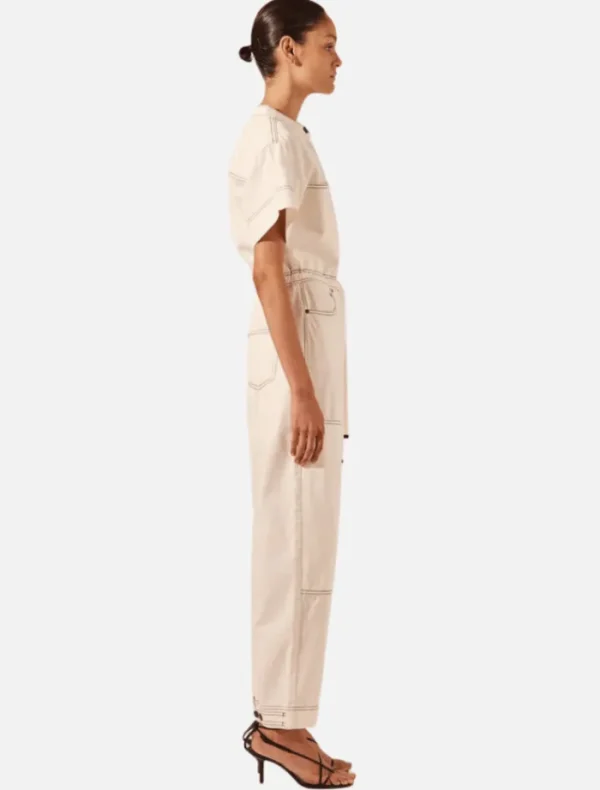 Shona Joy Hana Short Sleeve Boiler Suit - Ivory< Pants | Denim