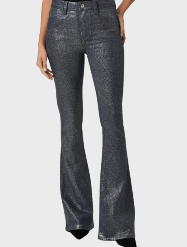PAIGE High Rise Lou Lou - Navy/Silver Glitter Luxe Coating< Pants | Denim