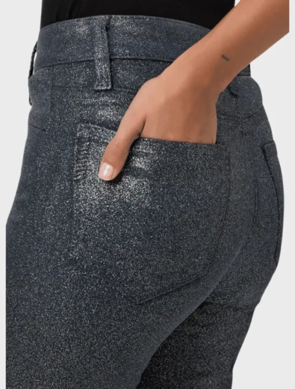 PAIGE High Rise Lou Lou - Navy/Silver Glitter Luxe Coating< Pants | Denim