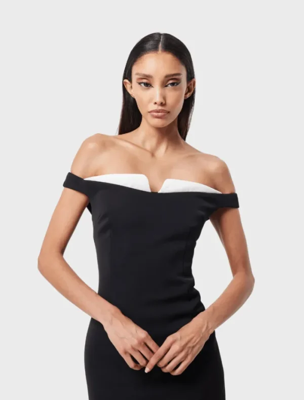 Mossman Imperial Midi Dress - Black & White< Midi Dresses