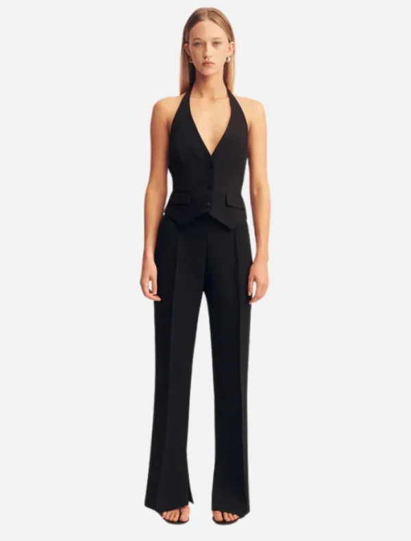 Shona Joy Irena Pintuck Straight Leg Pant - Black< Pants