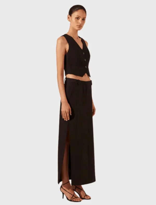 Shona Joy Irena Slide Spilt Maxi Skirt - Black< Mini Dresses | Midi Dresses