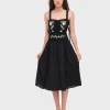 For Love & Lemons Jolene Embroidered Midi Dress - Black< Casual Dresses | Mini Dresses