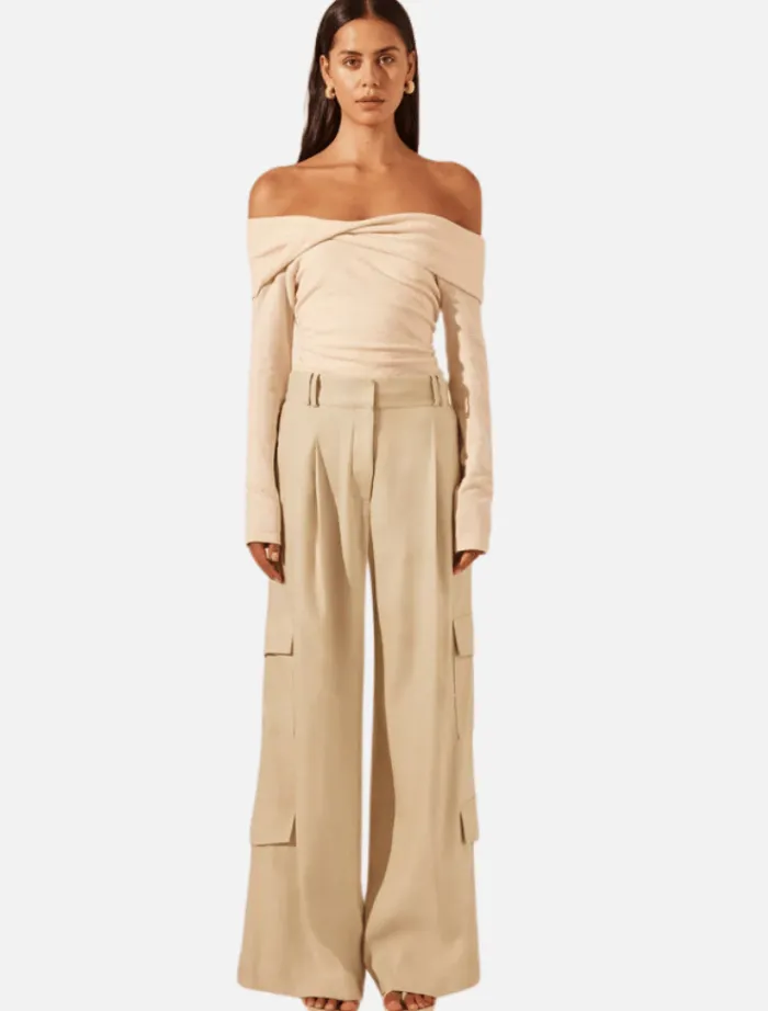 kasbah_slouch_cargo_pant__0.webp Shona Joy Kasbah Slouch Cargo Pant - Oyster< Pants