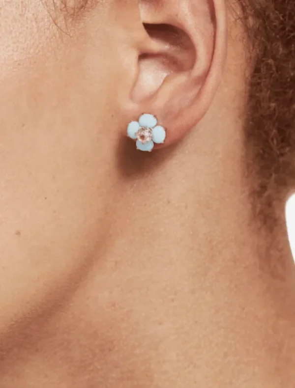 Jolie and Deen Katja Flower Studs - Blue< Earrings