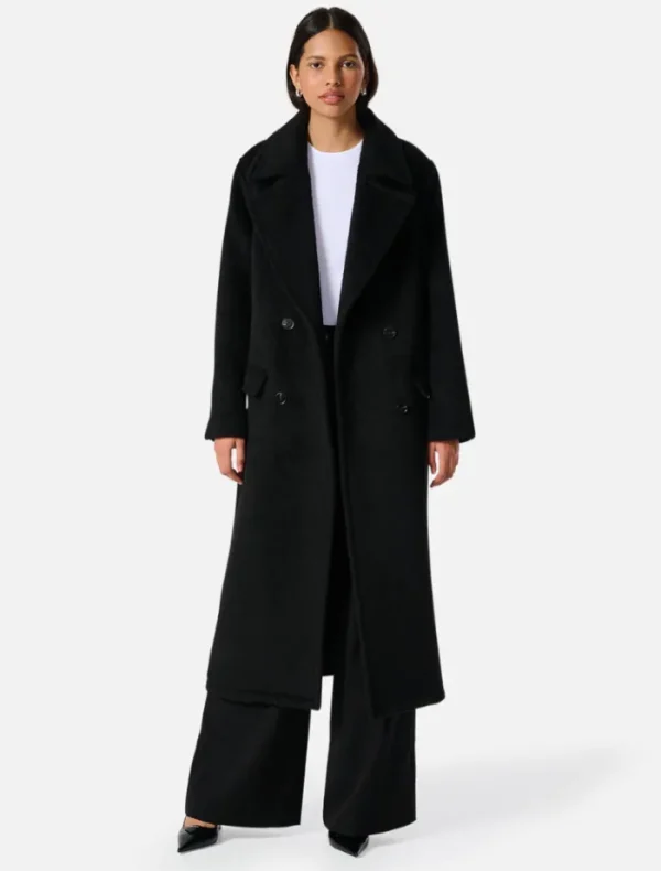 Ena Pelly Lana Wool Coat - Black< Wool Coat | Leather Jacket
