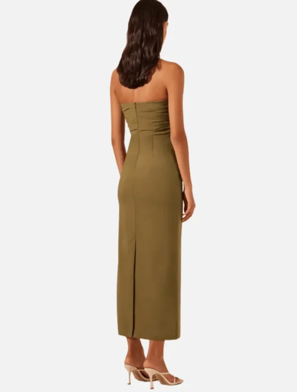 Shona Joy Lani Strapless Gathered Midi Dress - Army Green< Casual Dresses | Midi Dresses
