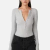 Bayse Lara Bodysuit - Grey Marle< Shirts | Bodysuits