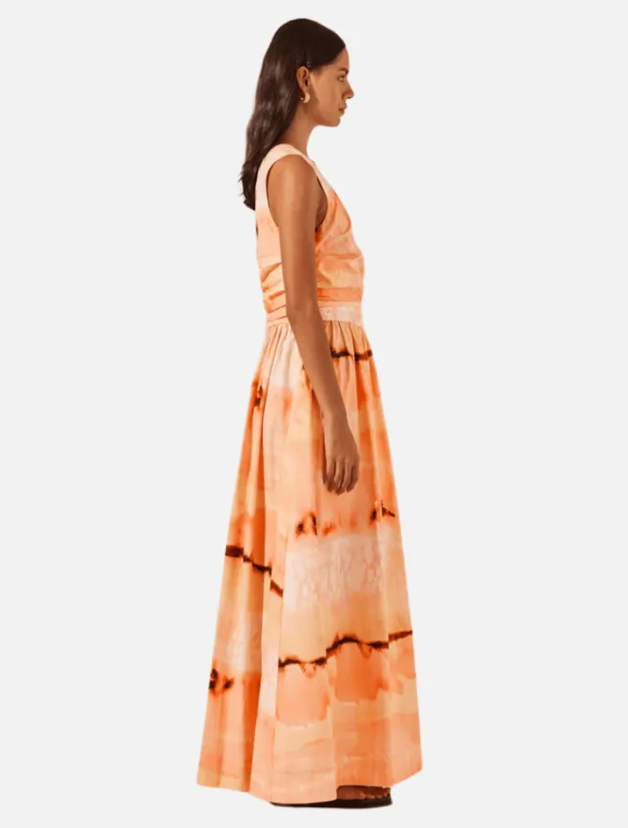 larissa_asymmetrical_gath_3.webp Shona Joy Larissa Asymmetrical Gathered Maxi Dress - Peach/Multi< Casual Dresses | Midi Dresses