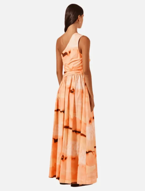 Shona Joy Larissa Asymmetrical Gathered Maxi Dress - Peach/Multi< Casual Dresses | Midi Dresses