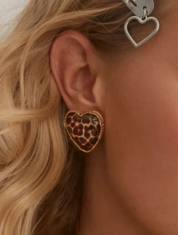 Emma Pills Leopard Hot Heart Earrings - Leopard< Earrings
