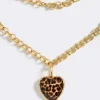 Emma Pills Leopard Hot Heart Necklace - Leopard< Necklaces