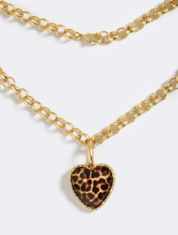 Emma Pills Leopard Hot Heart Necklace - Leopard< Necklaces