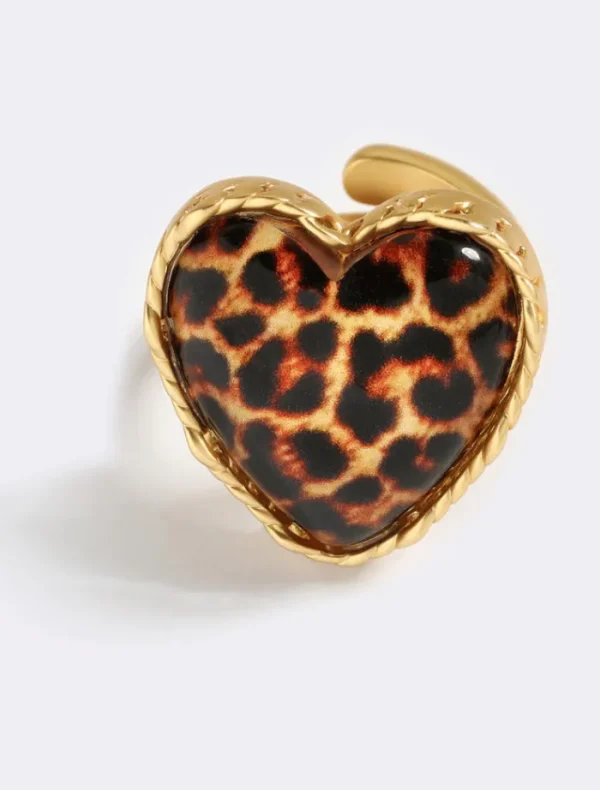 Emma Pills Leopard Hot Heart Ring - Leopard< Rings