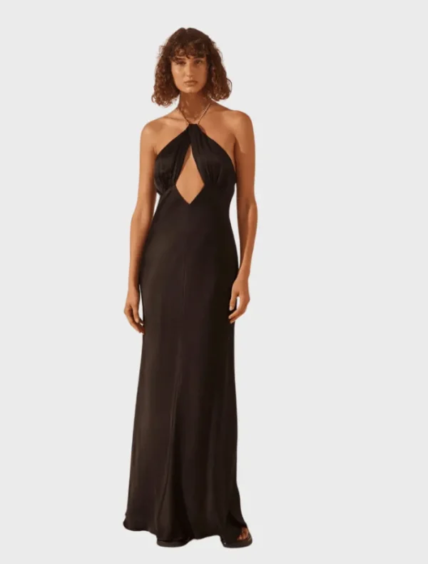 Shona Joy Lydie Chain Halter Dress - Black< Midi Dresses | Skirts