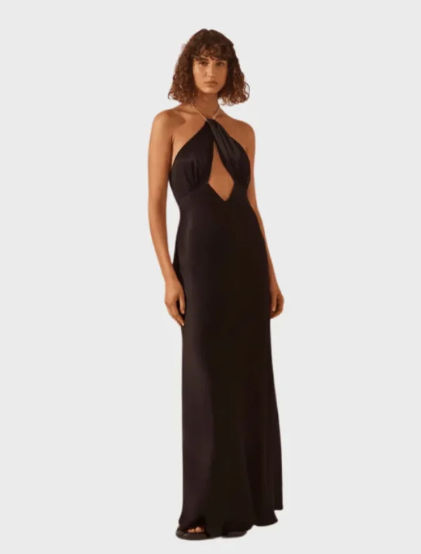 Shona Joy Lydie Chain Halter Dress - Black< Midi Dresses | Skirts
