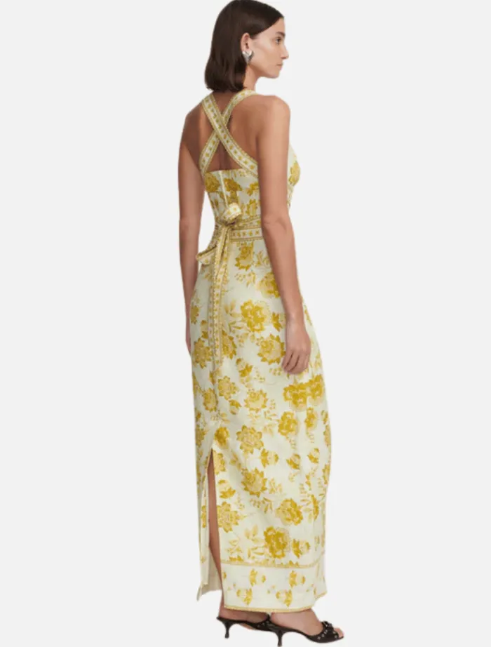 marielle_midi_skirt__gold_3.webp Hansen & Gretel Marielle Midi Skirt - Golden Nectar< Skirts | Tops