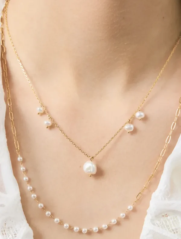 Jolie and Deen Mimi Necklace - Gold + Pearl< Necklaces