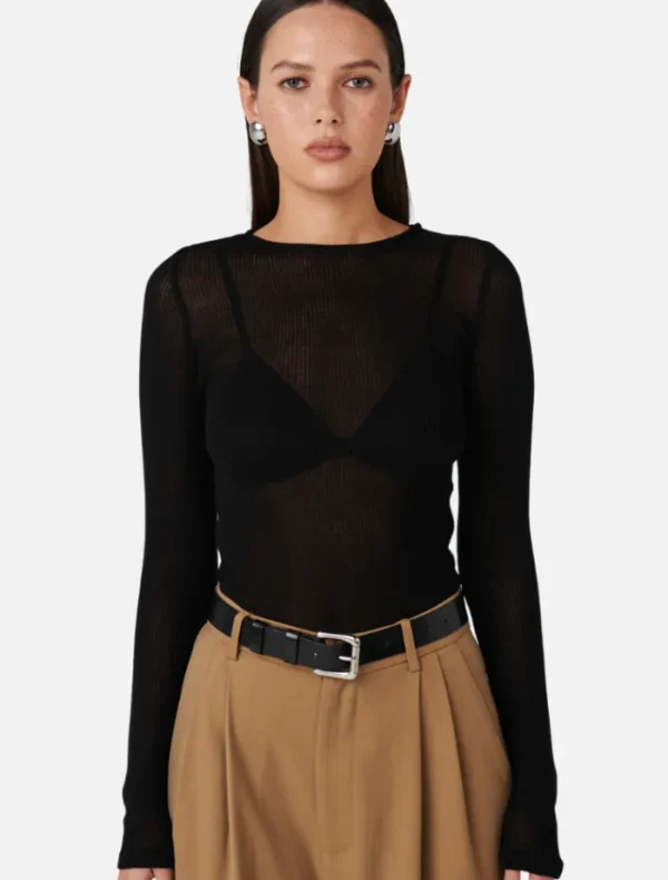Bayse Myles Crew Neck Top - Black< Long Sleeve Dresses | Casual Dresses